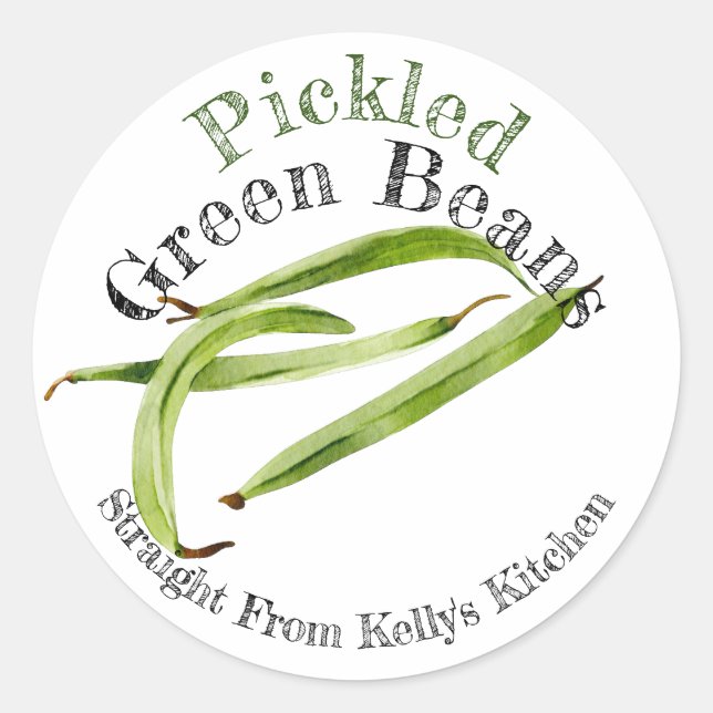 Home Canning Business Pickled Green Bean Food  Classic Round Sticker (Front)