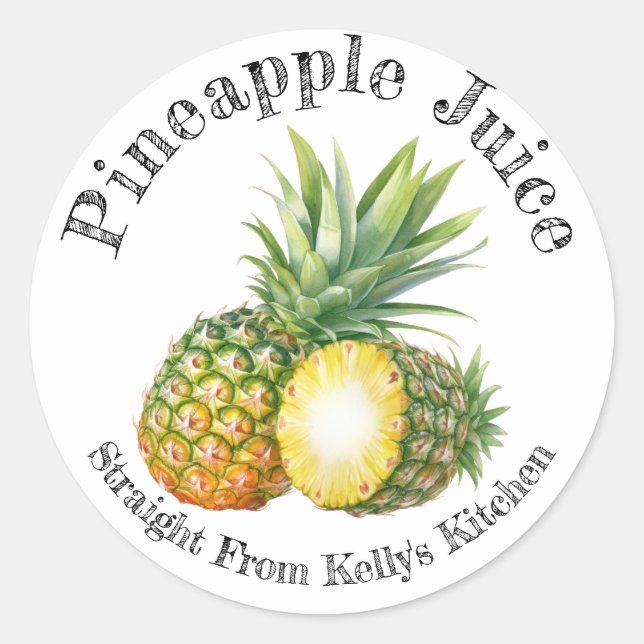 Home Canning Business Pineapple Juice Food Label (Front)