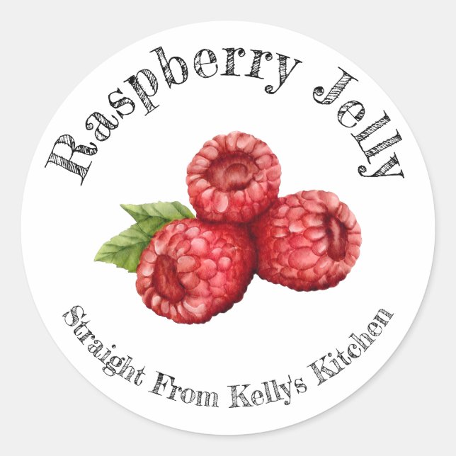 Home Canning Business Raspberry Jelly Food Label (Front)