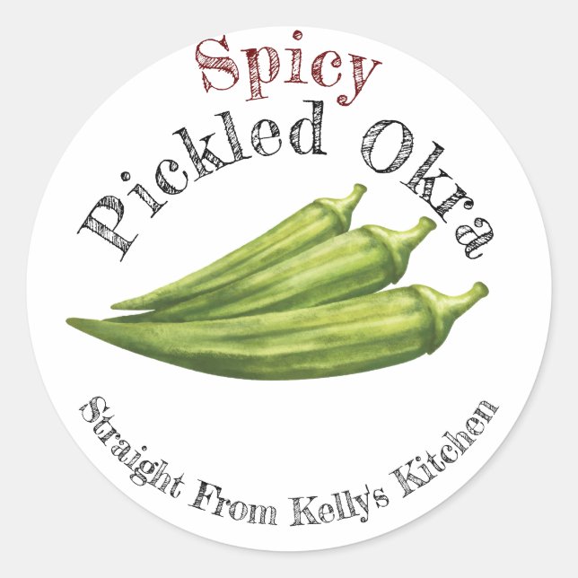 Home Canning Business Spicy Pickled Okra Label (Front)