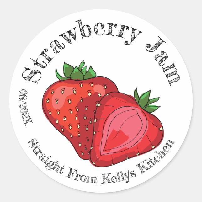 Home Canning Business Strawberry Jam Label w/ Date (Front)