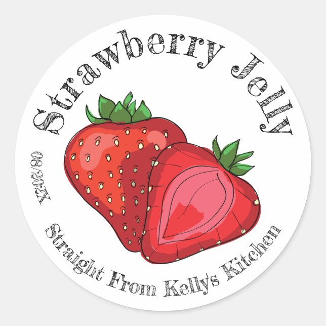 Home Canning Business Strawberry Jelly Label Date (Front)