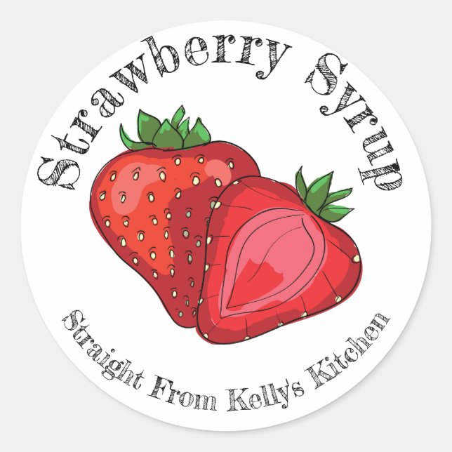Home Canning Business Strawberry Syrup Food Label (Front)