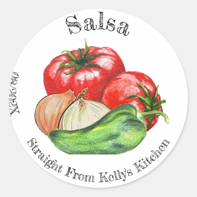 Home Canning Business Tomato Salsa Food Label Date (Front)