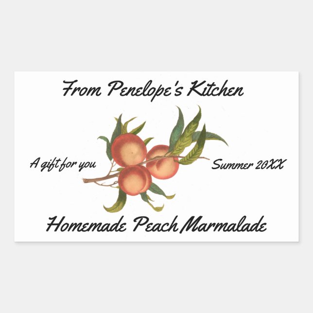 Home Canning Peach Marmalade Your Name Gift Label (Front)