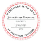 Home Canning Product Name Date Red Plaid Jar Lid