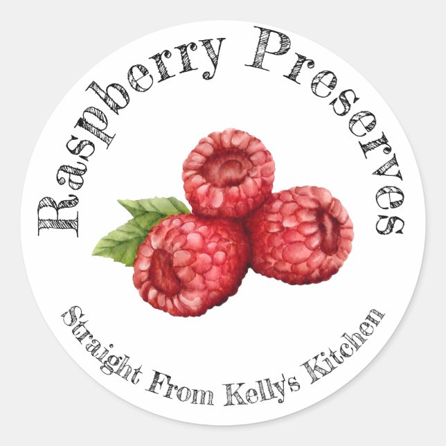 Home Canning  Raspberry Preserves Food Label (Front)