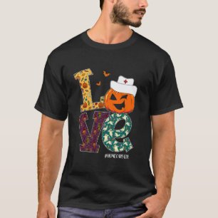 Home Care Aide Nurse Halloween Scary Pumpkin Love T-Shirt