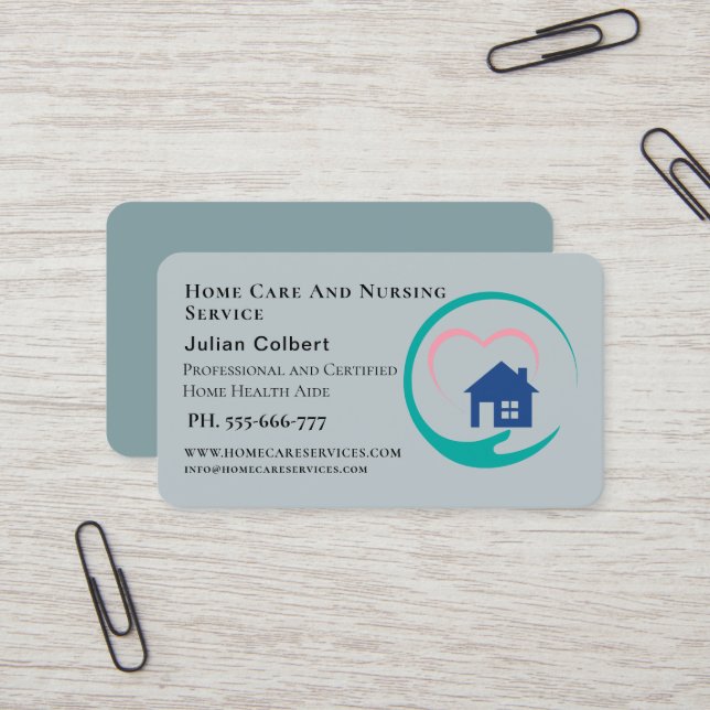Home Care And Nursing Service Business Card (Front/Back In Situ)