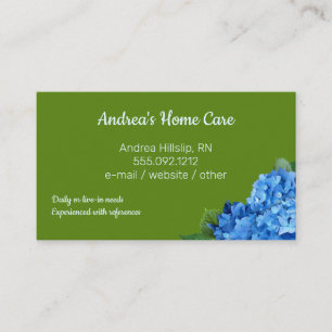 Home Care Blue Hydrangeas Custom Business Cards