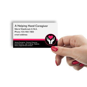 Home Caretaker C.N.A. Heart Business Cards