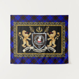 Home Clan Badge & Motto w/Lions  Tapestry