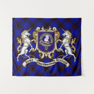 Home Clan Badge & Unicorns w/Tartan  Tapestry