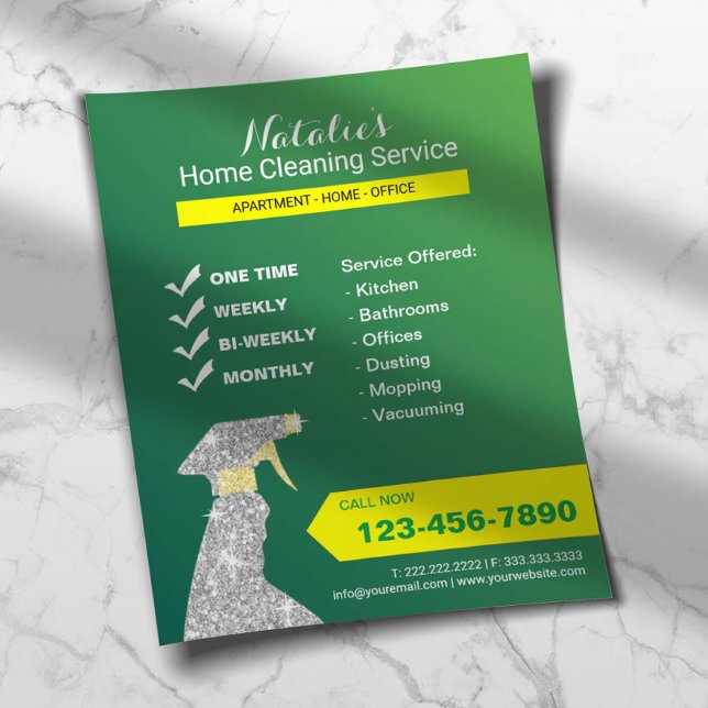 Home Cleaning House Keeping Service Spring Green Flyer (Creator Uploaded)