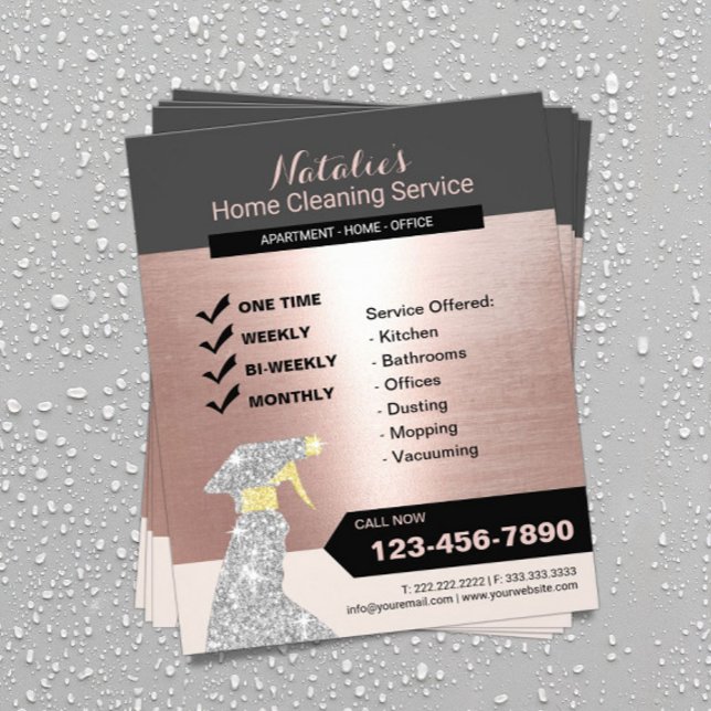 Home Cleaning Housekeeping Service Rose Gold Flyer (Creator Uploaded)