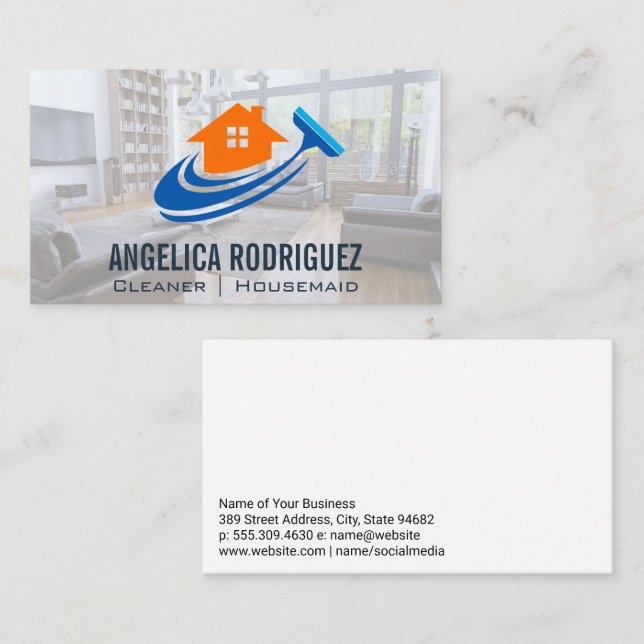 Home Cleaning Icon | Living Room Business Card (Front/Back)