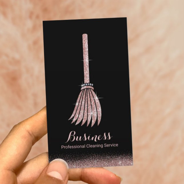 Home Cleaning Rose Gold Glitter House Keeping  Business Card (Creator Uploaded)