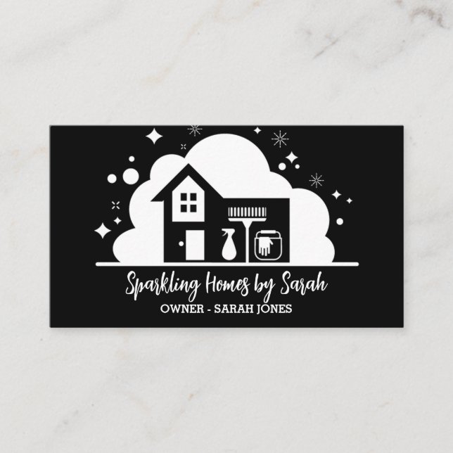 home cleaning service business cards house cleaner (Front)