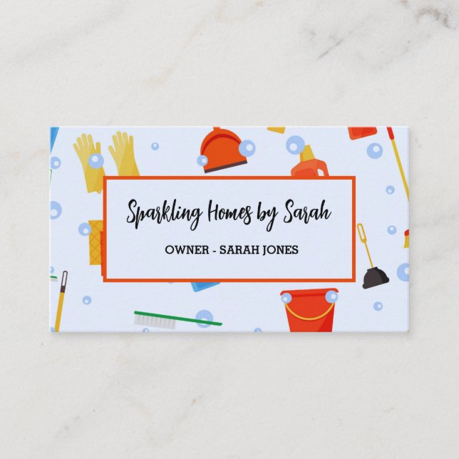 home cleaning service business cards house cleaner (Front)