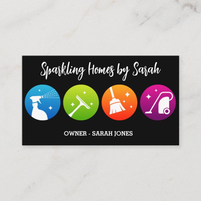 home cleaning service business cards house cleaner (Front)