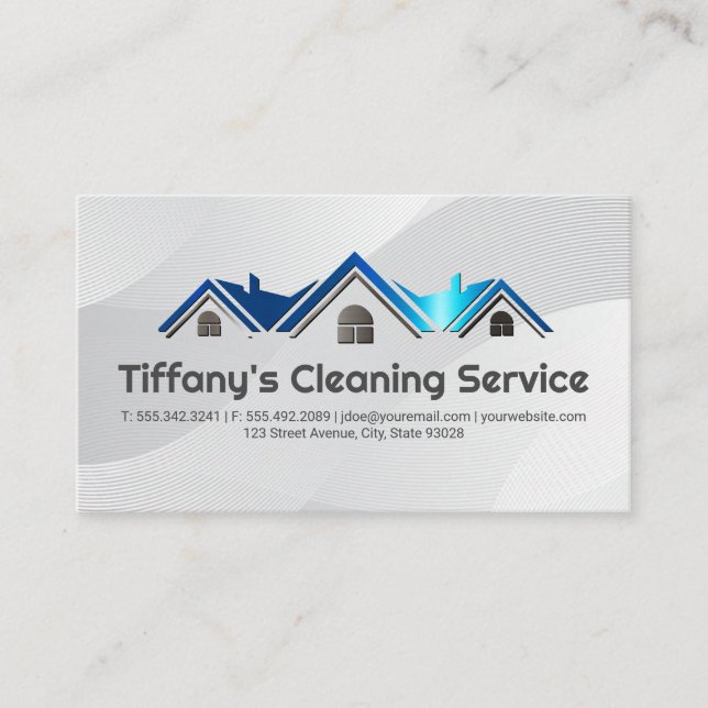 Home Cleaning Service | Roof Logo Business Card (Front)