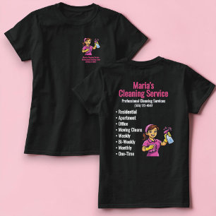 Home Cleaning Service Woman Black T-Shirt