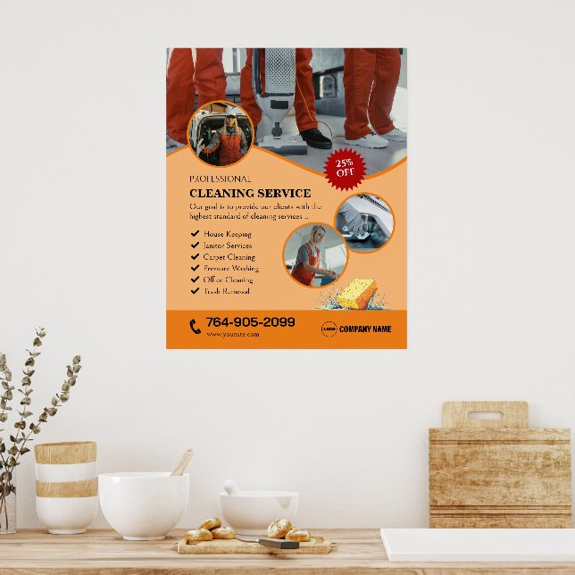 Home Cleaning Services Custom Poster (Kitchen)