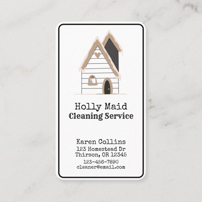 Home Cleaning Services Cute QR Code Business Card (Front)