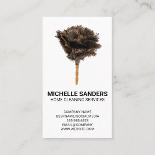 Home Cleaning Services Feather Duster Business Card