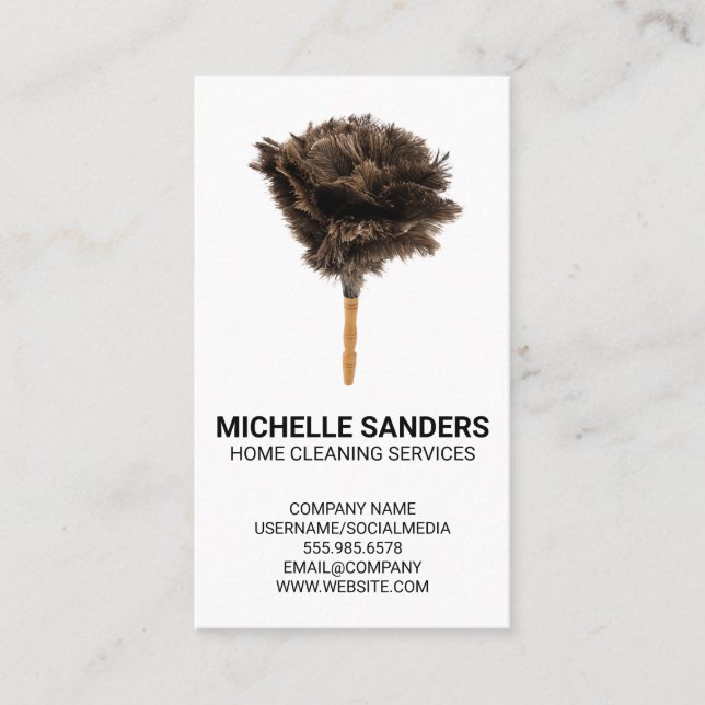 Home Cleaning Services | Feather Duster Business Card (Front)