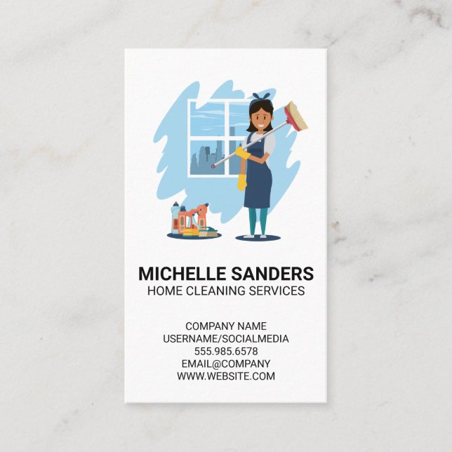 Home Cleaning Services | House Maid Business Card (Front)