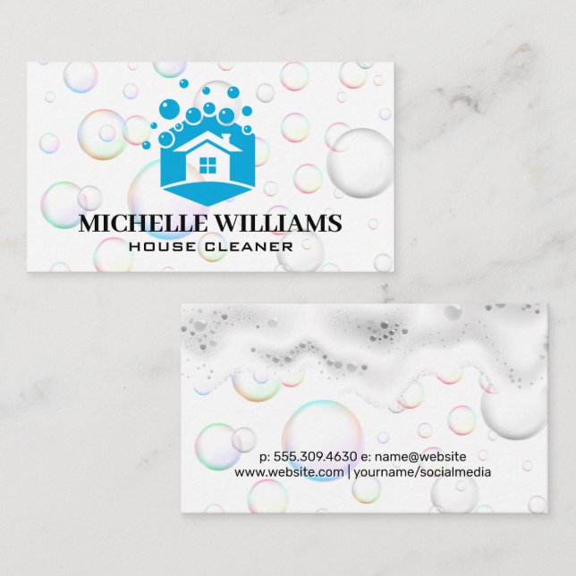 Home Cleaning | Soap Bubbles and Suds Business Card (Front/Back)