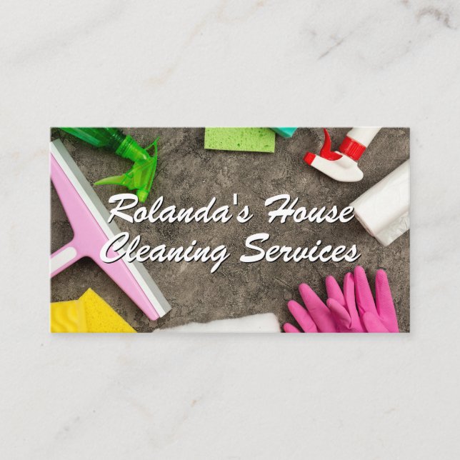 Home Cleaning Tools | Maid Services Business Card (Front)