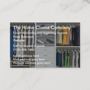 Home Closet Remodeling And Organising Business Card