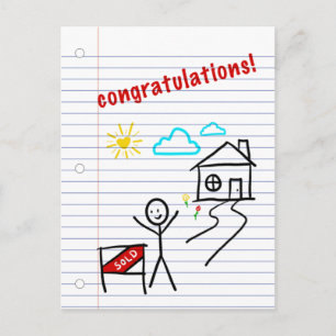 home congratulations notebook paper sketches postcard