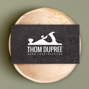 Home Construction and Carpentry Wood Plane Logo 2 Business Card