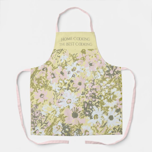 Home Cooking Apron Blush Butter Floral Design (Front)