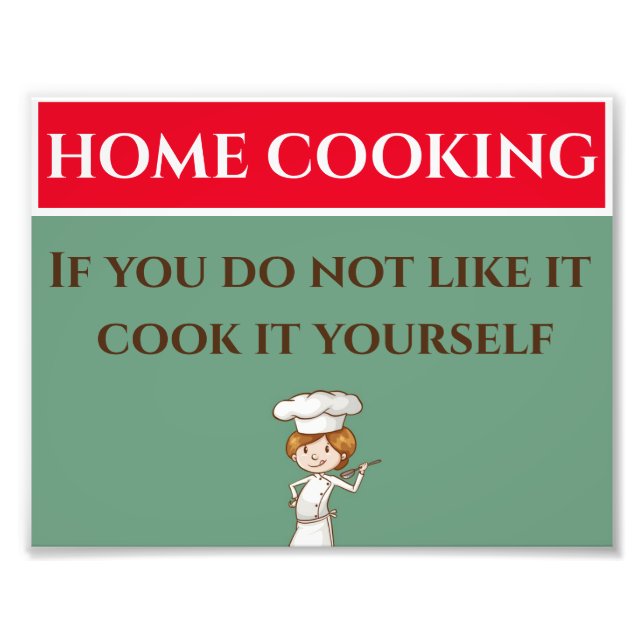 Home Cooking,  Sign, add or edit text Poster (Front)