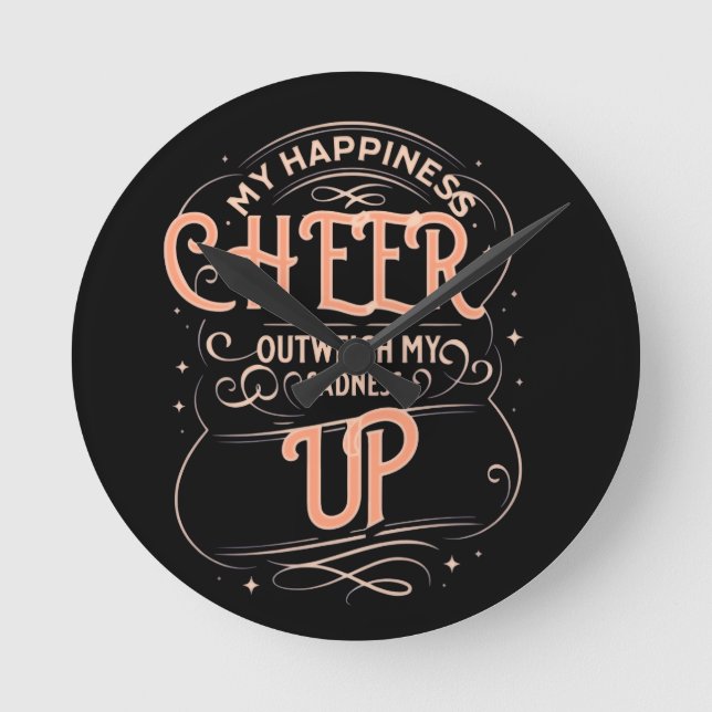 HOME DECOR HAPPINESS CHEER UP WALL CLOCK  (Front)