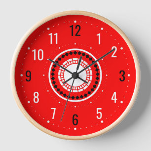 Home decor, Living room, Kitchen, Bedroom - Red Clock