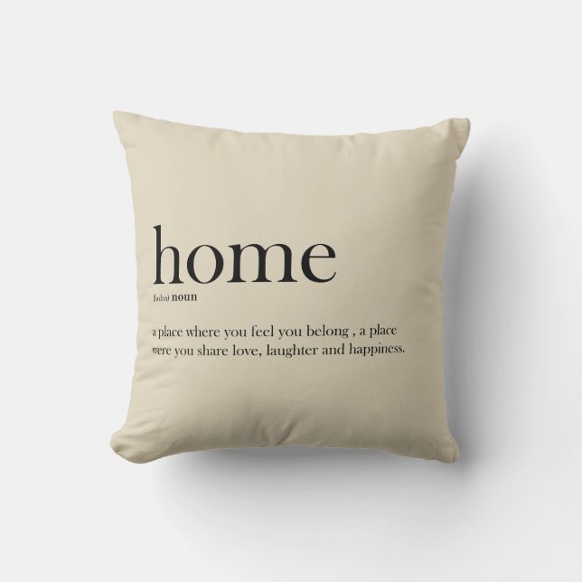 Home definition, typography, trendy, modern cushion (Front)