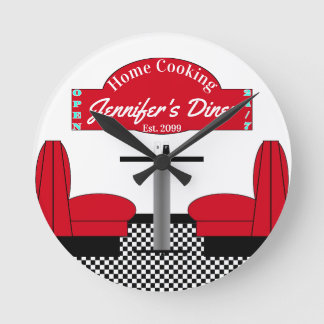 Home Diner Kitchen Restaurant Grill Chef Baker Round Clock