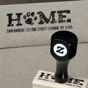 HOME Dog Lover's - Paw Print - Return Address Rubber Stamp