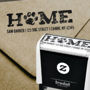 HOME Dog Lover's - Paw Print - Return Address Self-inking Stamp