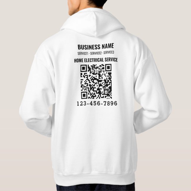 Home electric service QR code Logo custom work Hoodie (Back)