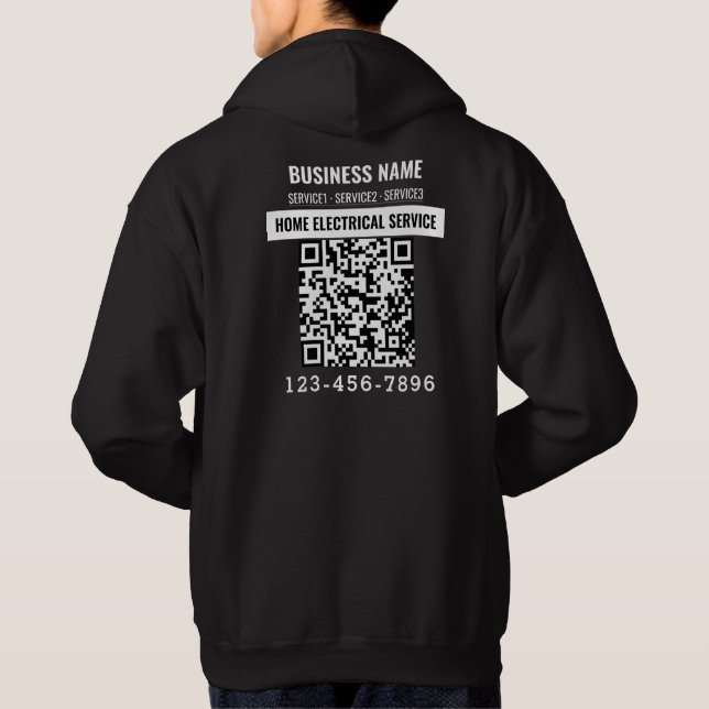 Home electric service QR code Logo custom work Hoodie (Back)
