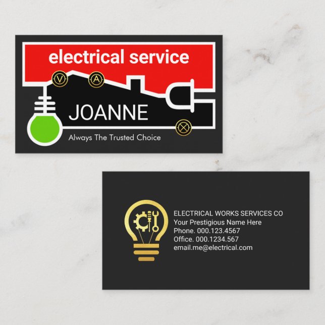 Home Electrical Bulb Plug Circuit Business Card (Front/Back)