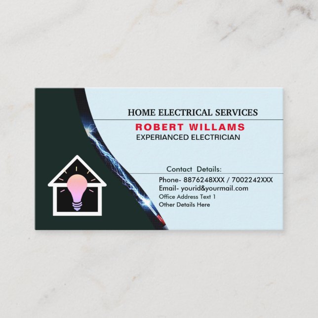 Home Electrical service Experienced Electrician  Business Card (Front)