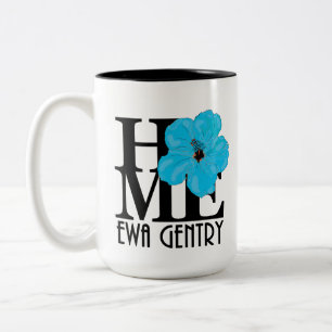 HOME Ewa Gentry Blue Hibiscus 15oz Two-Tone Coffee Mug