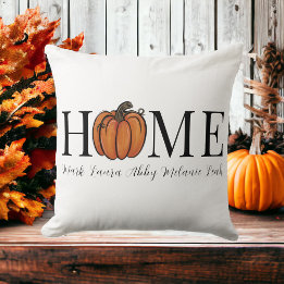Home Fall Orange Pumpkin Personalised Family Names Cushion